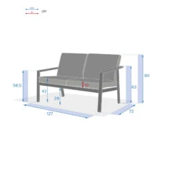 Canapé 2 Places Pavane Graphite Hespéride -Mobilier De Jardin canape 2 places pavane graphite hesperide 3