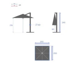 Parasol Décentré Carré Manoa Ardoise Hespéride -Mobilier De Jardin parasol decentre carre manoa ardoise hesperide 1 3