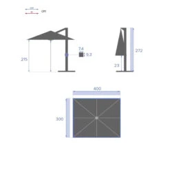 Parasol Décentré Eléa Inclinable Rectangulaire Noisette Hespéride -Mobilier De Jardin parasol decentre elea inclinable 3x4 noisette hesperide 5