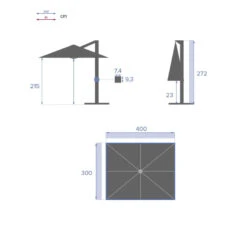 Parasol Décentré Eléa Rectangulaire Toile Sunbrella® Anthracite Hespéride -Mobilier De Jardin parasol decentre elea rectangulaire sunbrella anthracite hesperide 3