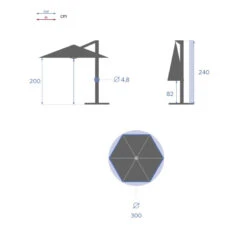 Parasol Décentré Rond Manoa Bleu Canard Hespéride 8 Parasol Décentré Rond Manoa Bleu Canard Hespéride -Mobilier De Jardin parasol decentre rond manoa bleu canard hesperide 3