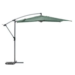 Mobilier De Jardin -Mobilier De Jardin parasol decentre rond manoa vert olive hesperide 1