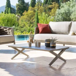 Mobilier De Jardin -Mobilier De Jardin table basse exterieure embruns praline hesperide 1