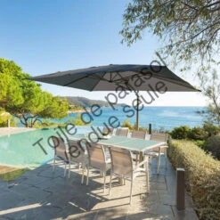 Toile Rempl. Rectangulaire En Oléfine Anthracite Eléa Hespéride 8 Toile Rempl. Rectangulaire En Oléfine Anthracite Eléa Hespéride -Mobilier De Jardin toile remplacement rectangulaire anthracite pour parasol elea hesperide 3