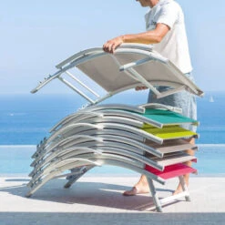 Transat Samba Pliable Et Empilable émeraude Hespéride -Mobilier De Jardin transat samba pliable et empilable coloris emeraude hesperide 7